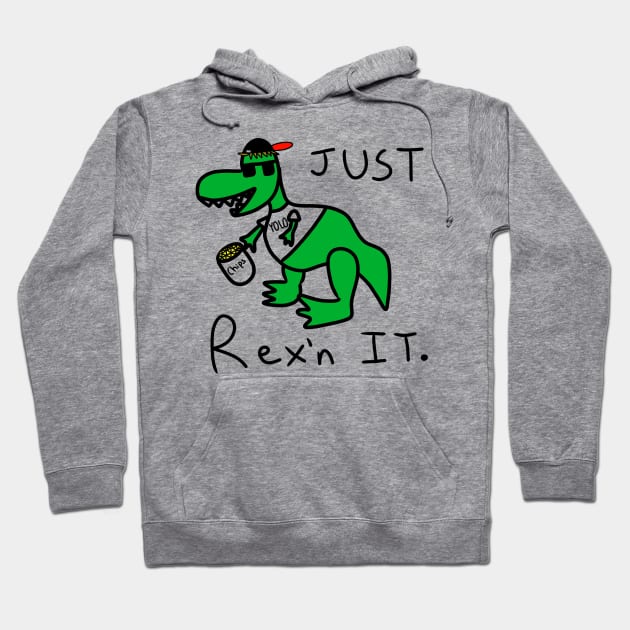 Cool Skater T-rex Hoodie by Terribly Drawn